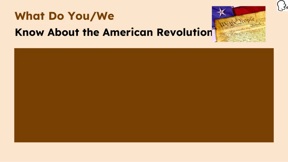 Prior-knowledge prompt asking students what they know about the American Revolution before the raid lesson