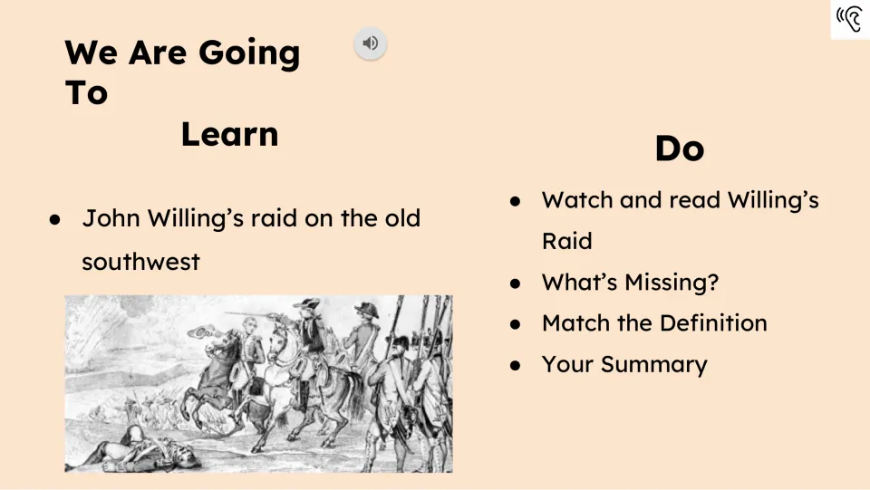 Lesson objectives introduce the raid on the old Southwest and list watching, reading, matching, and summarizing
