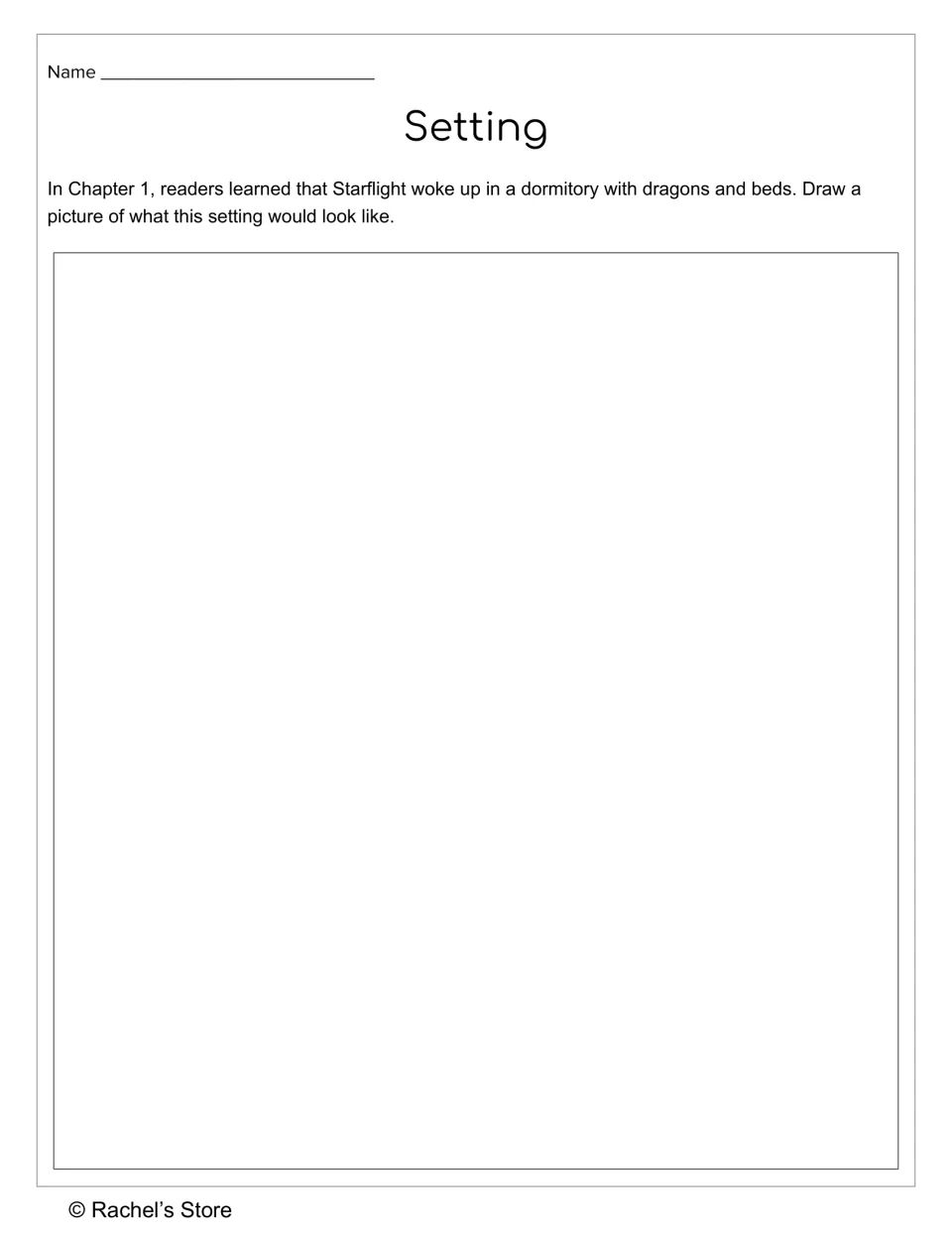 Setting drawing activity asking students to illustrate the dormitory where Starflight wakes up in Chapter 1