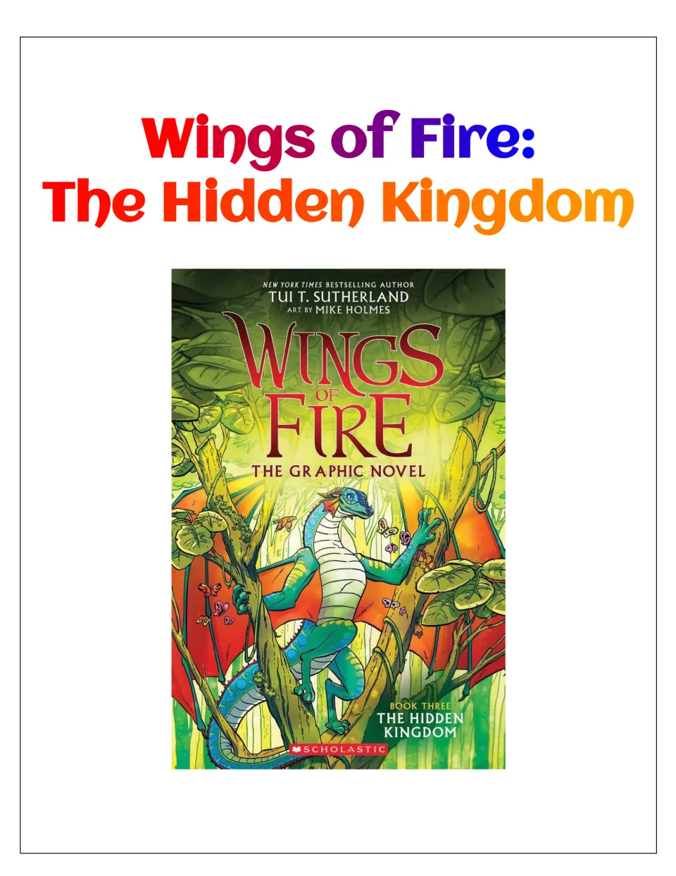 Novel study cover for Wings of Fire: The Hidden Kingdom, featuring the book's graphic novel cover