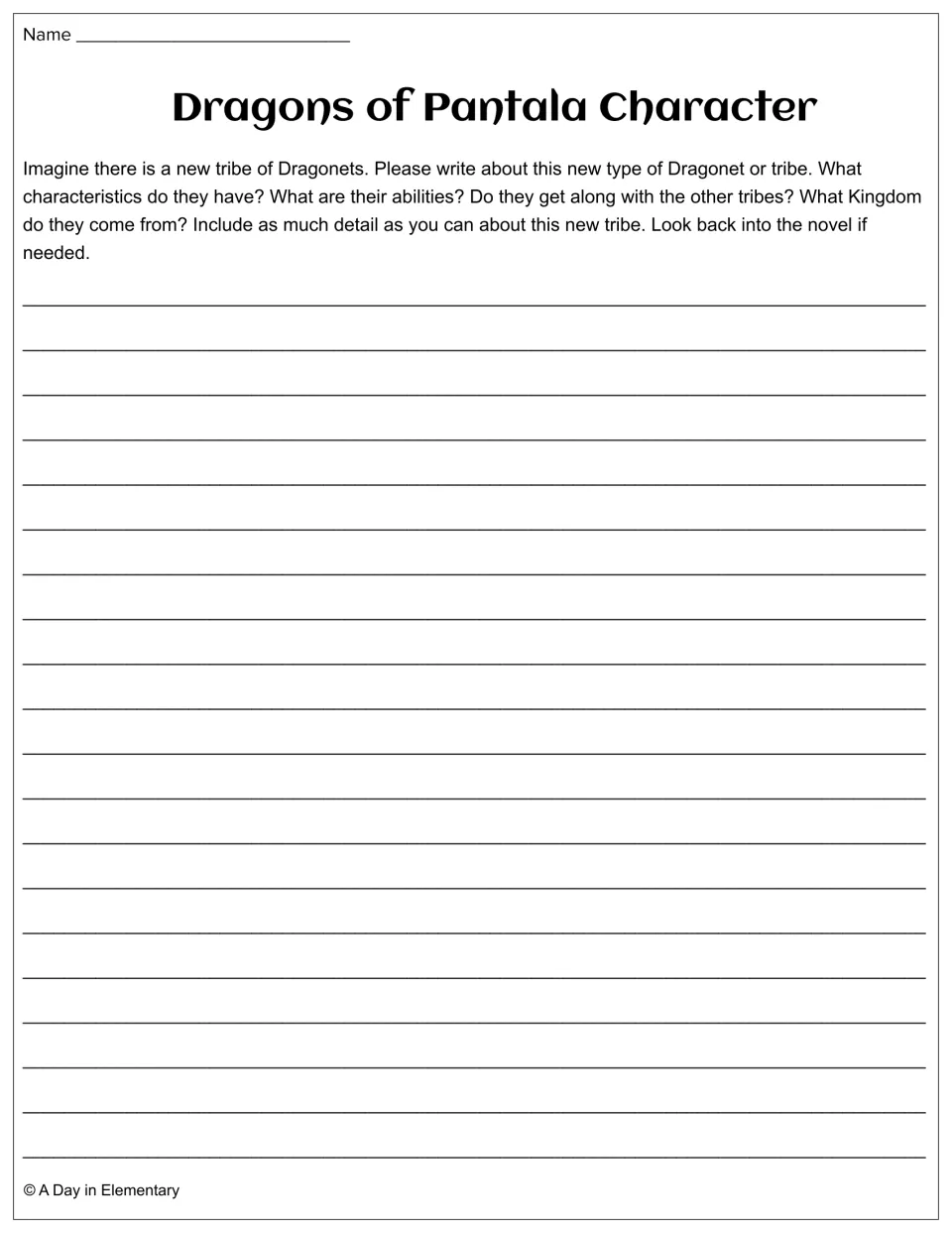 Dragons of Pantala writing prompt asks for a new dragonet tribe's traits, abilities, relationships, and kingdom