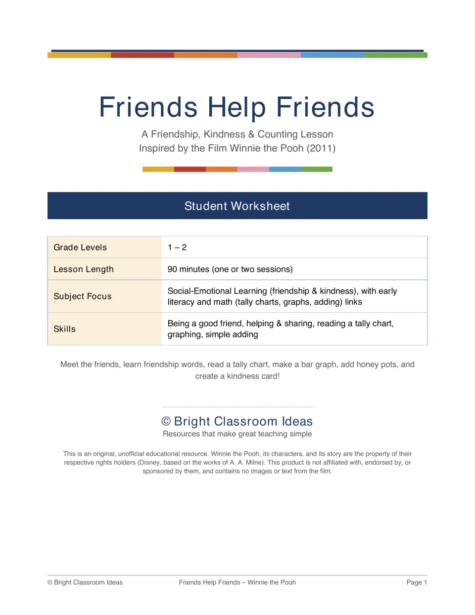 Friends Help Friends cover: a friendship, kindness and counting lesson inspired by the 2011 Winnie the Pooh film