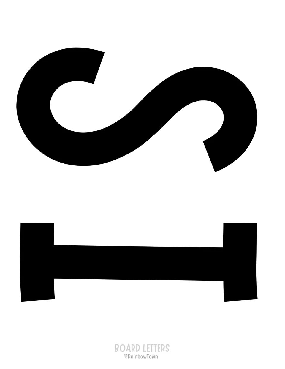 Board letters I and S in bold black, printed sideways, for cutting out to spell the word IS in the hot cocoa saying