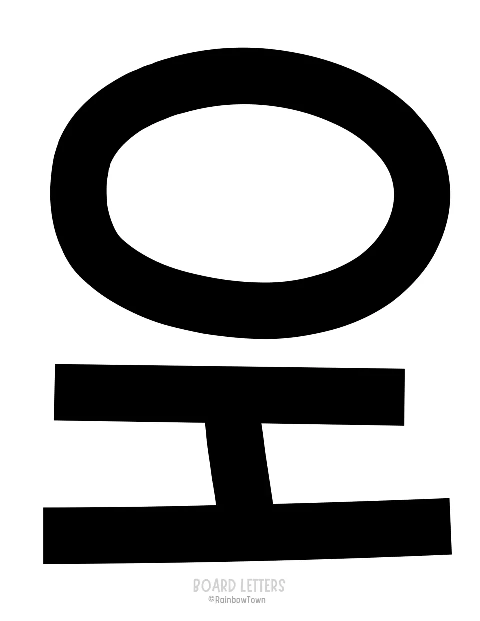 Board letters H and O in solid black, printed sideways, to cut out and begin the word HOT in the kindness saying