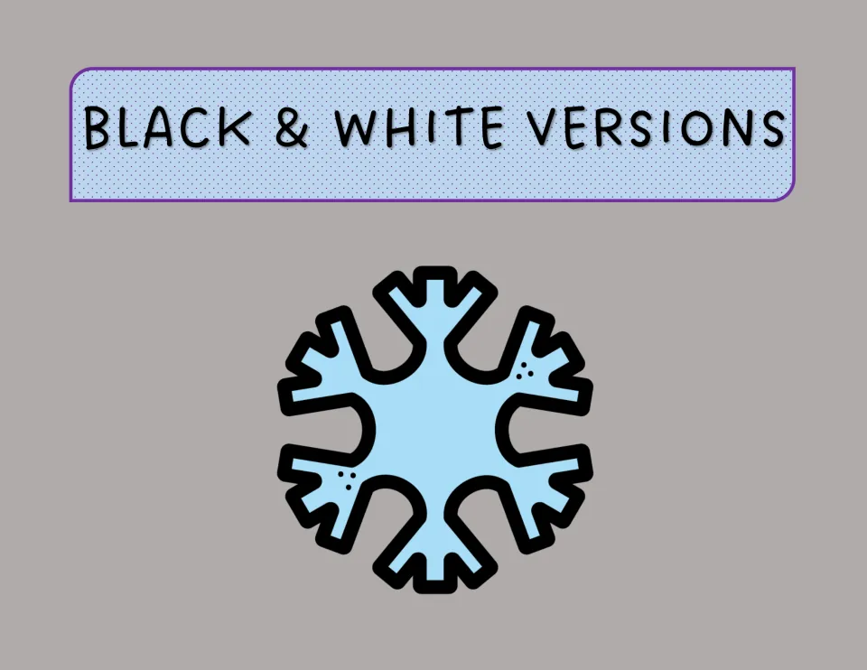 Black & White Versions divider introduces the winter writing resource's black-and-white activity pages.