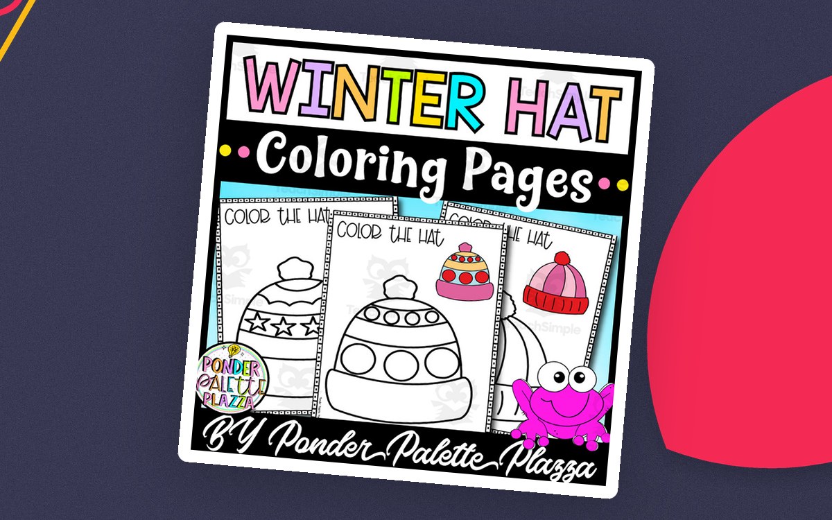 Winter Hat Coloring Pages preview: Seven individual winter-hat coloring pages