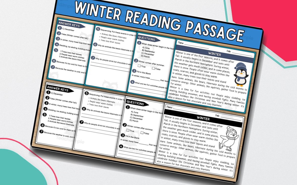 Winter Reading Comprehension Passage and Questions preview