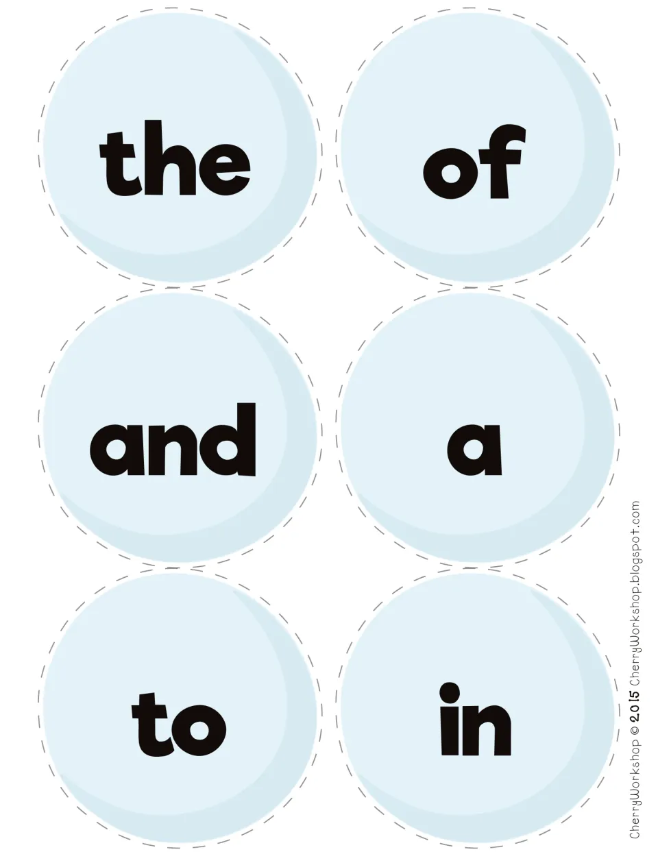 Snowball sight word cards to cut out for the, of, and, a, to and in, which students stack into snowmen and read aloud