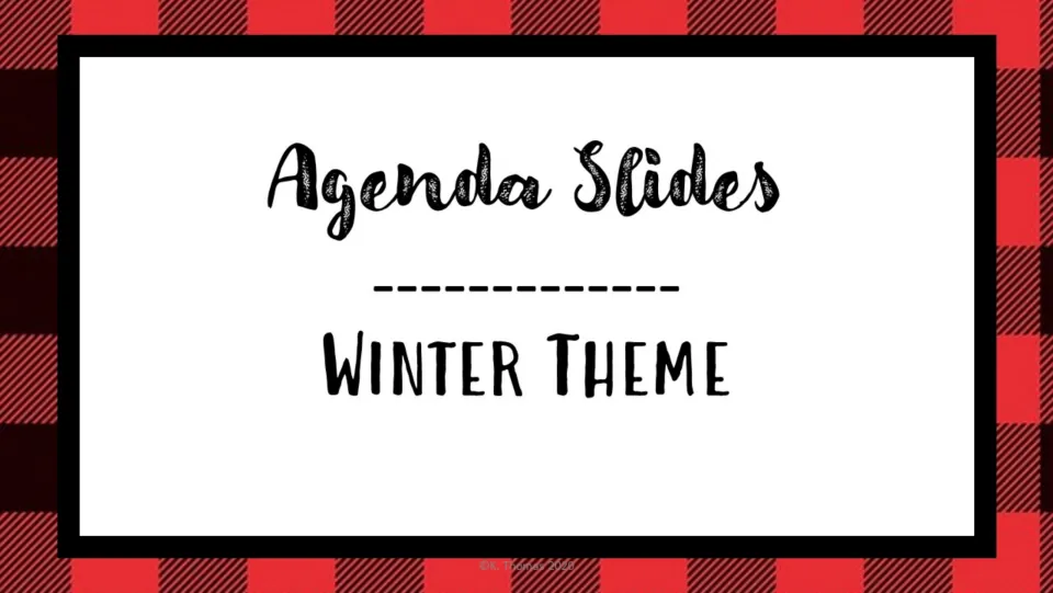 Cover of the daily agenda slide resource, featuring the headings 'Agenda Slides' and 'Winter Theme'.