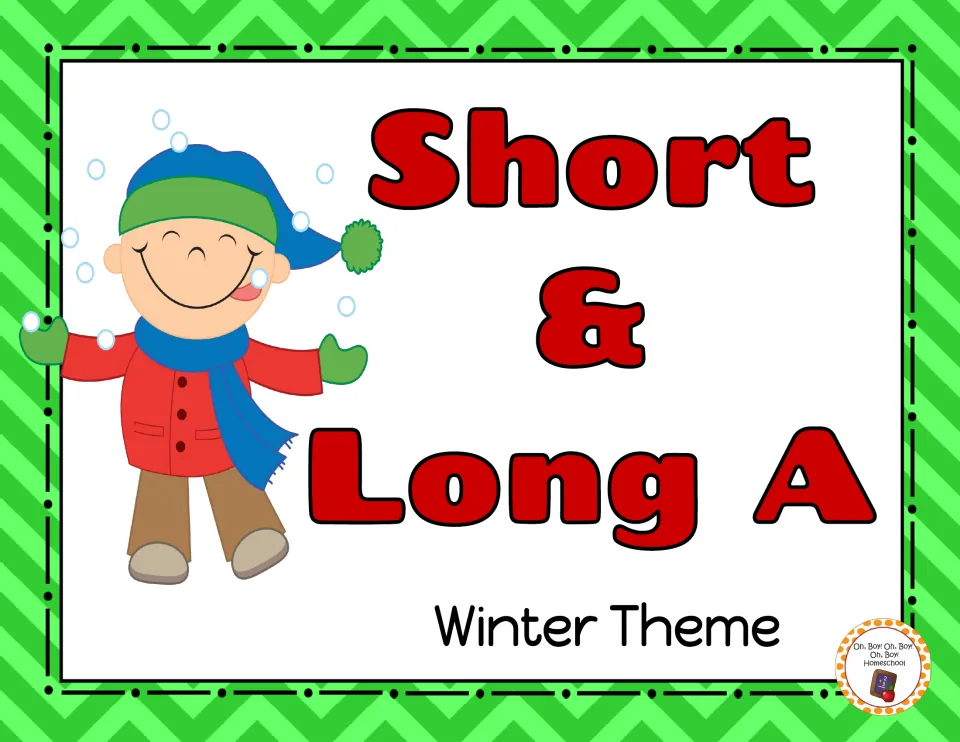Short & Long A section title page for the Snow Fall word family set, with a child catching snowflakes