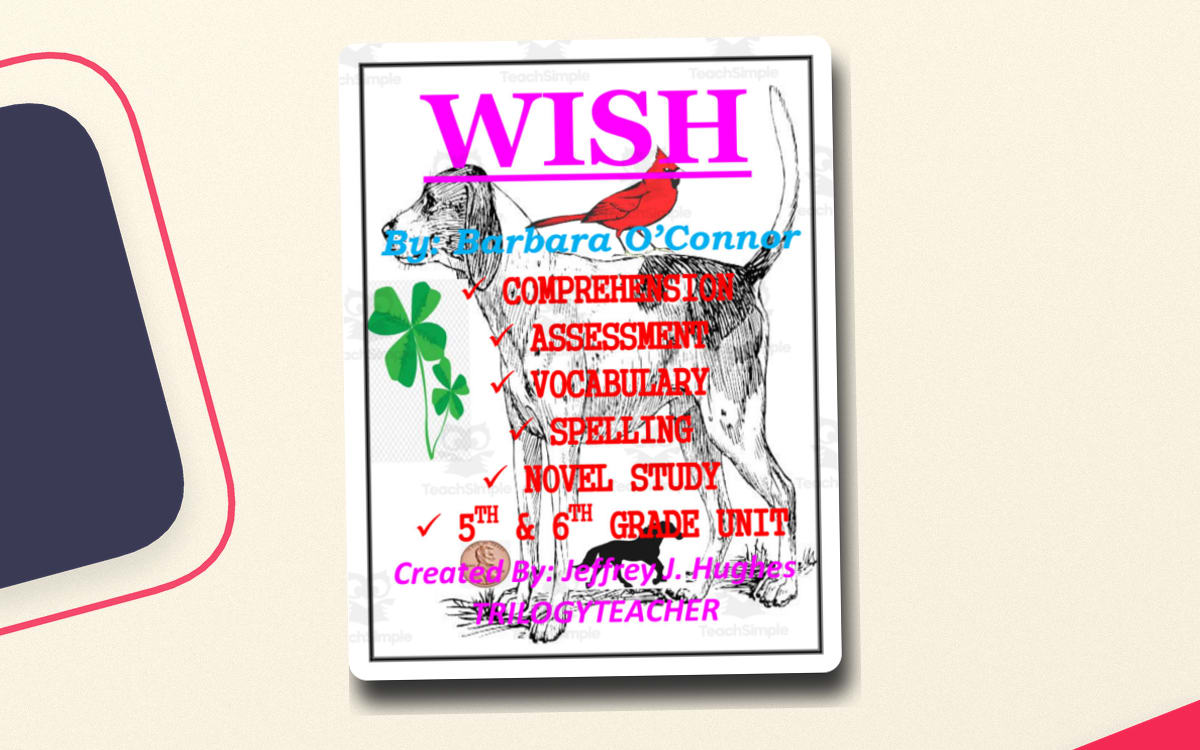 Wish Novel Study Unit preview: Thirty-one chapter lesson components
