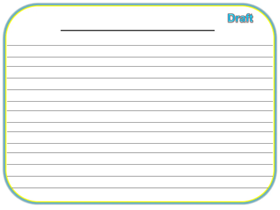 Draft writing page: students write a title and their first draft of a piece before sharing it with a partner