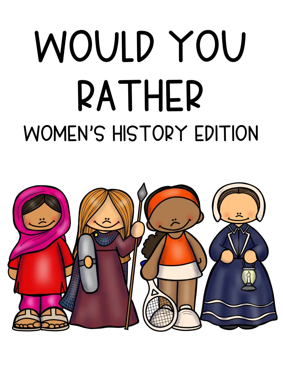 Cover of the women's history opinion-writing resource, headed 'Would You Rather: Women’s History Edition'