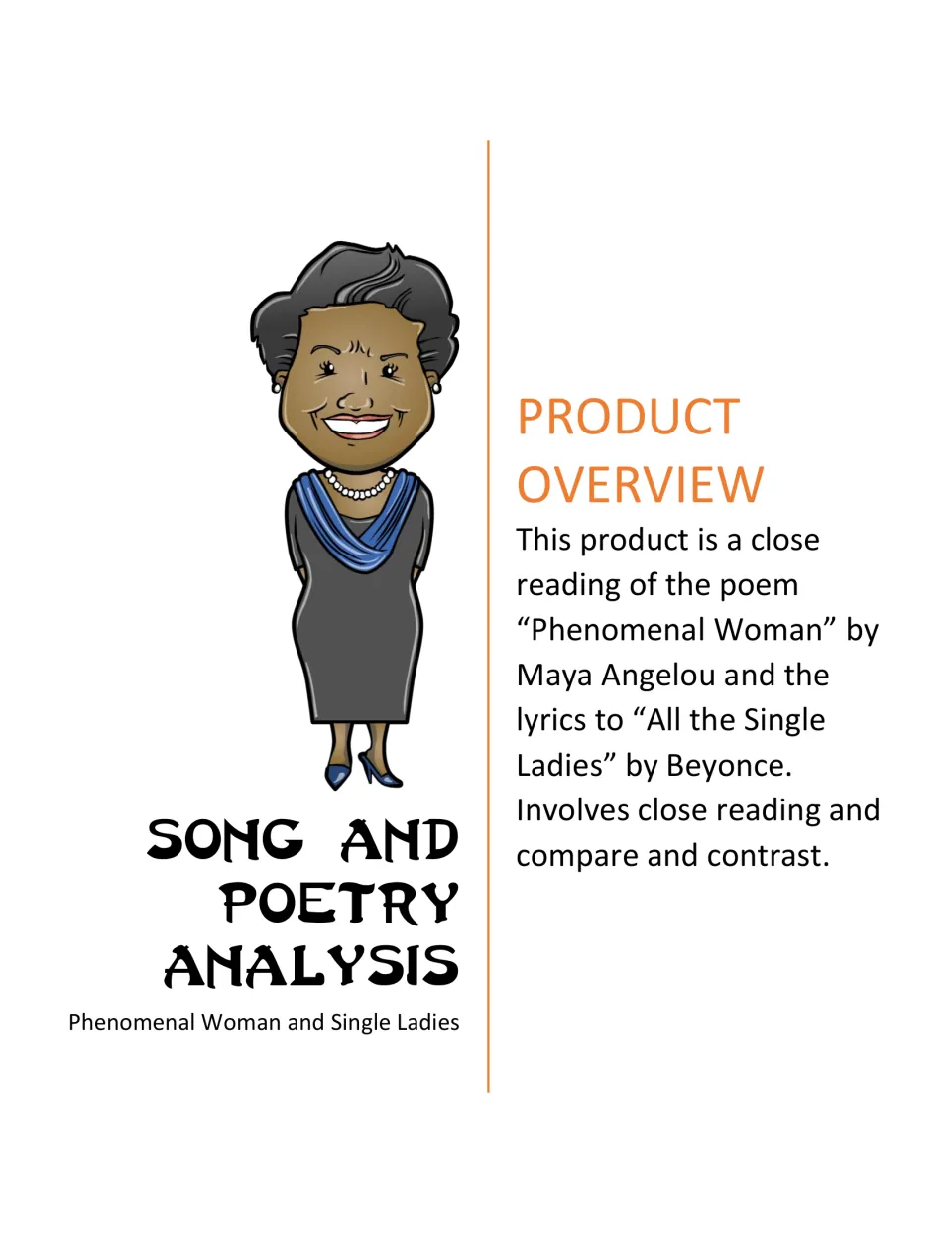Song and Poetry Analysis cover: close reading of Maya Angelou's Phenomenal Woman and Beyonce's Single Ladies lyrics