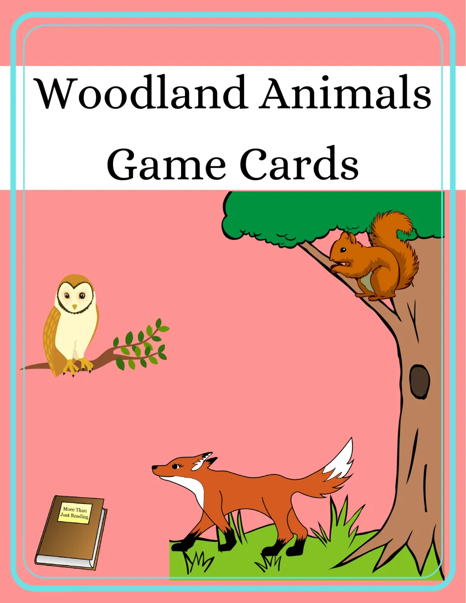 Woodland Animals Game Cards cover introducing the printable animal card decks for Memory and Go Fish