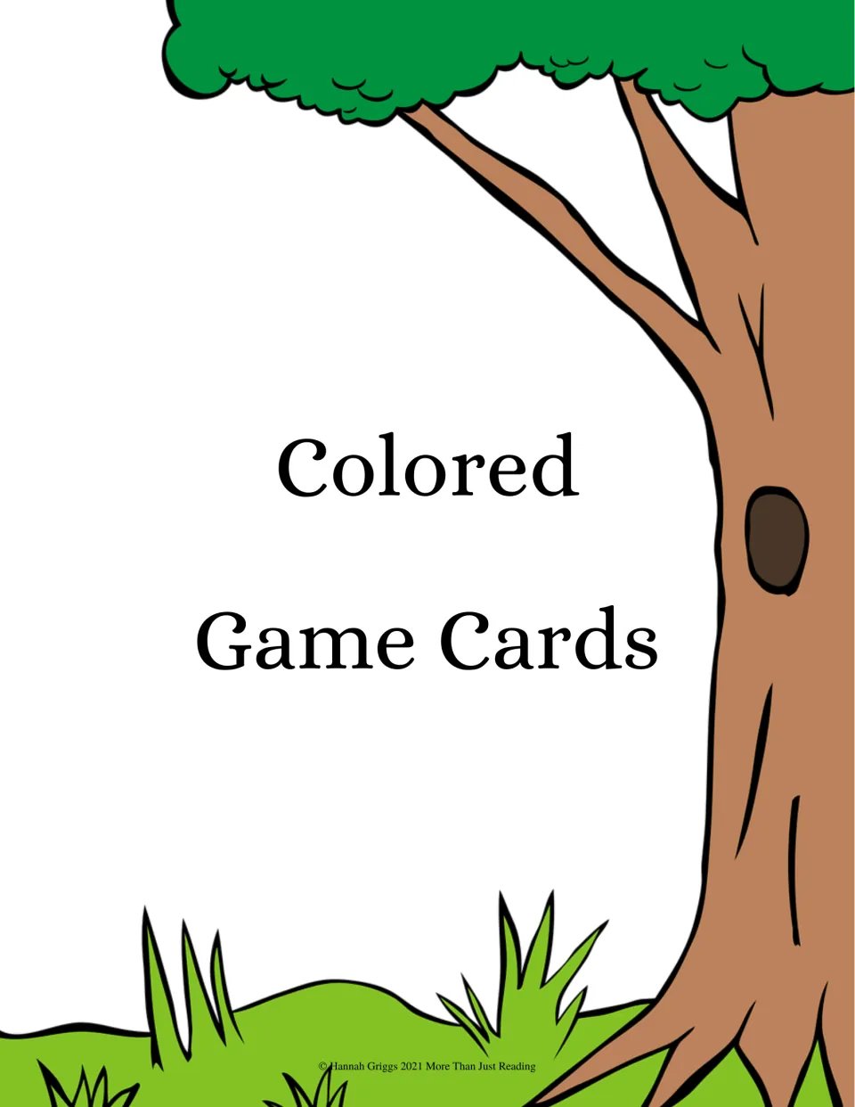 Section cover labeled 'Colored Game Cards' introduces the color animal picture-and-name matching deck