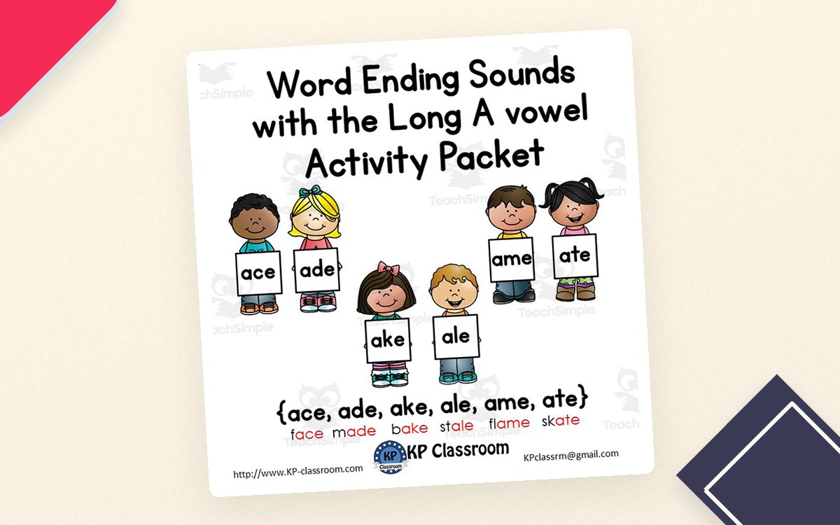 Word Ending Sounds with the Long A Vowel Activity Packet and Worksheets preview