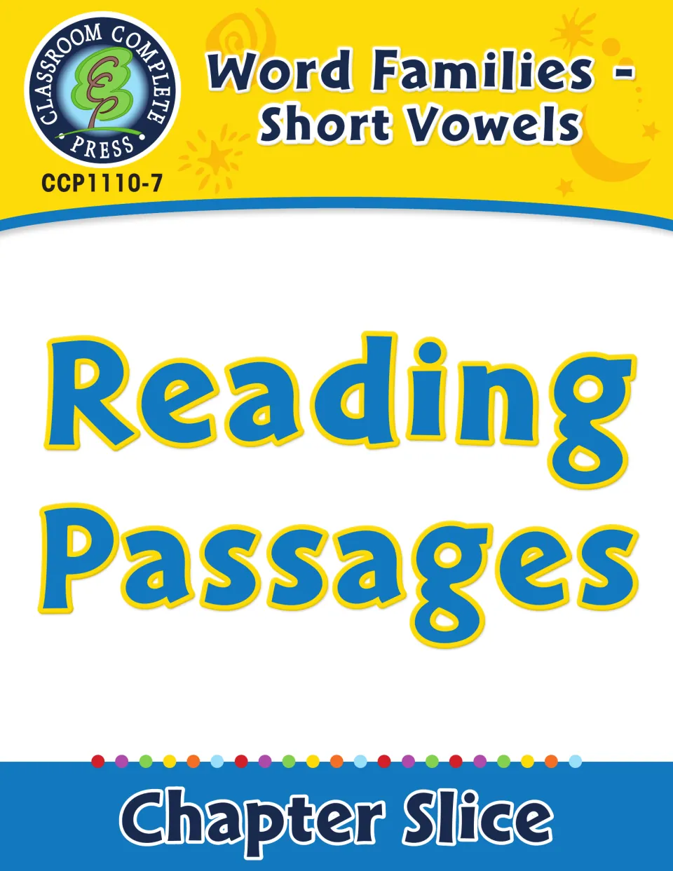 Cover of Word Families - Short Vowels: Reading Passages, identified as a chapter slice from CCP1110-7