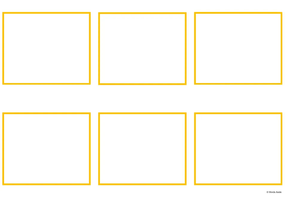 Blank computer picture card template: six empty cards for students or teachers to add their own drawings or words