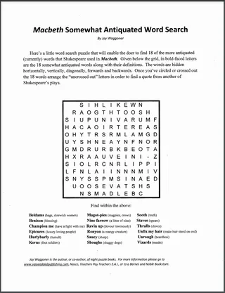 Word Search: Macbeth Somewhat Antiquated – sample page 3