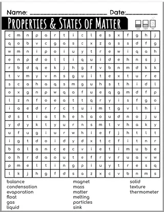 Properties & States of Matter Word Search – cover