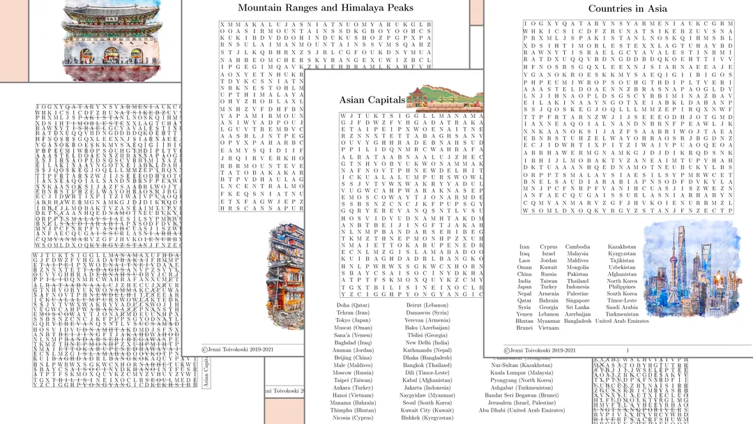 Word search puzzles about Asia – cover