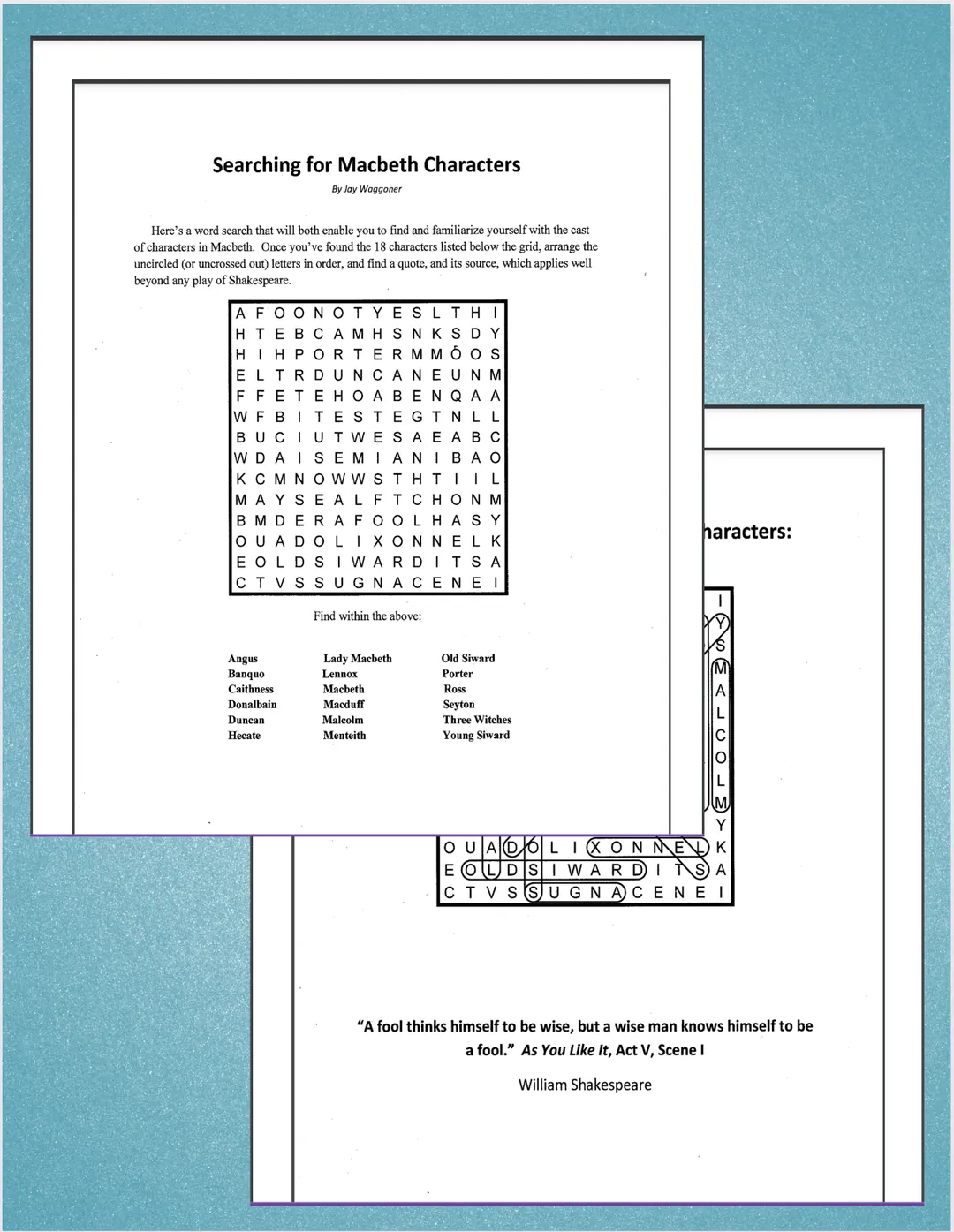 The Tragedy Of Macbeth Word Search Answers – cover