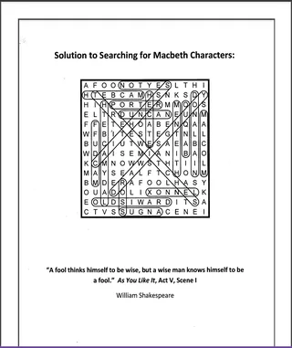 The Tragedy Of Macbeth Word Search Answers – sample page 2