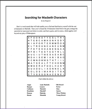 The Tragedy Of Macbeth Word Search Answers – sample page 3