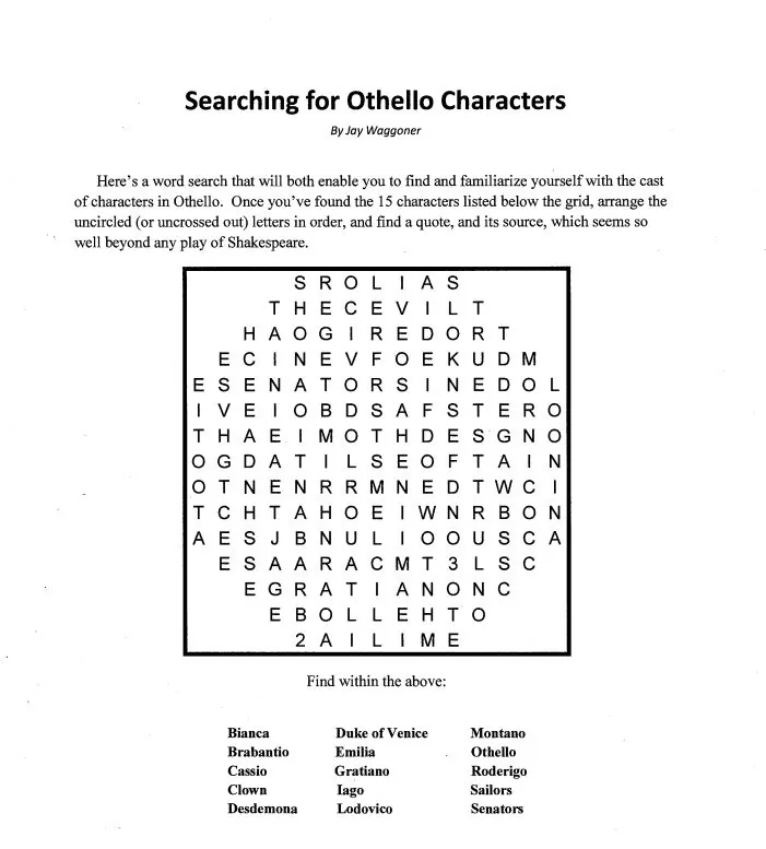 Word Search: Searching for Othello Characters 2 – cover