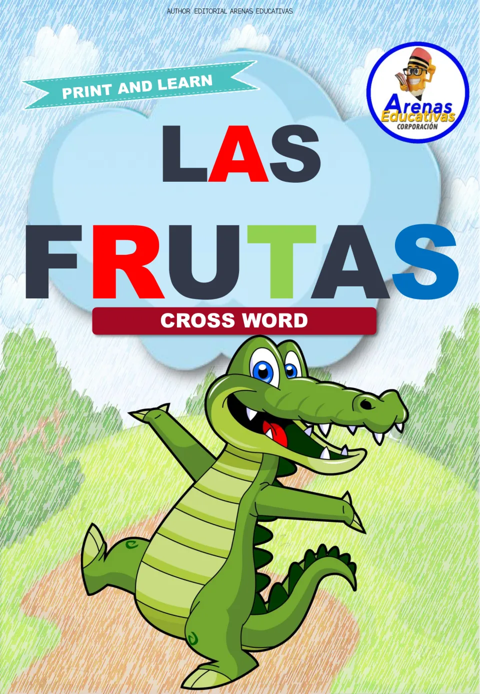 Cover of the Spanish fruit word search packet, titled "Las frutas" (Fruits), with the label "Cross Word".