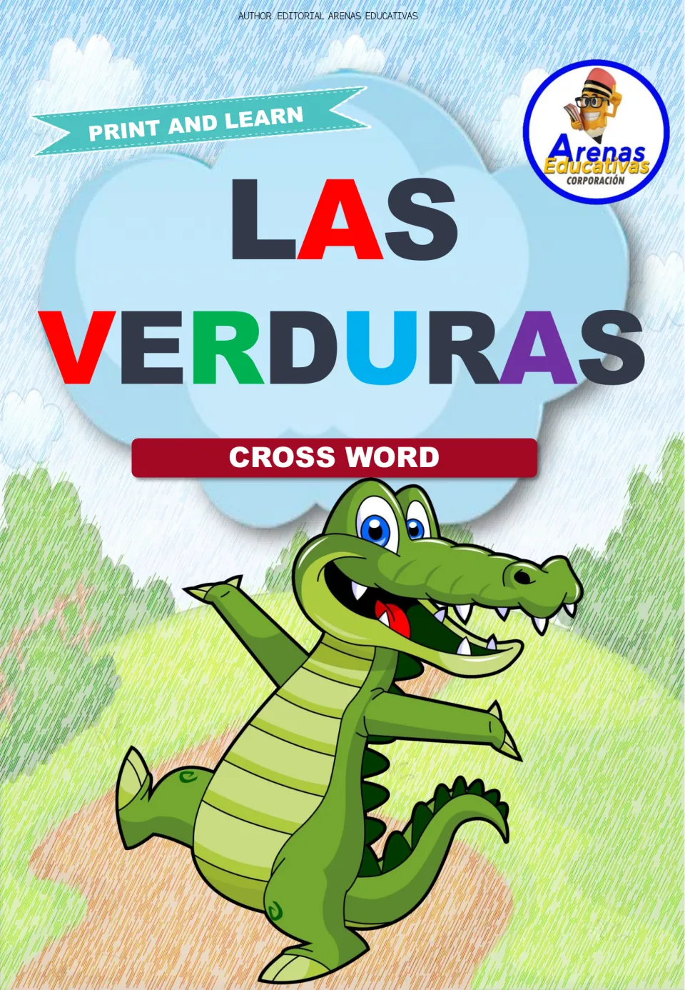 Cover of the Spanish vegetable word search, titled Las Verduras (Vegetables) and labeled Cross Word
