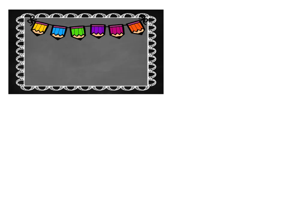 Blank chalkboard label with only a colourful pencil pennant banner and empty space to write any station name