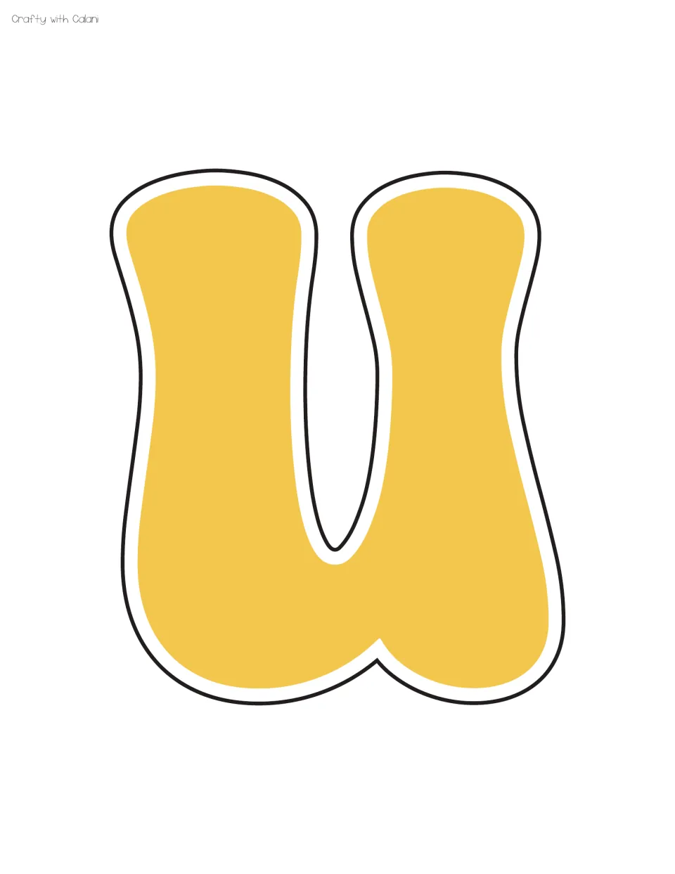 Yellow letter U for the staff shout out bulletin board display, the second of the supplied letter sheets.