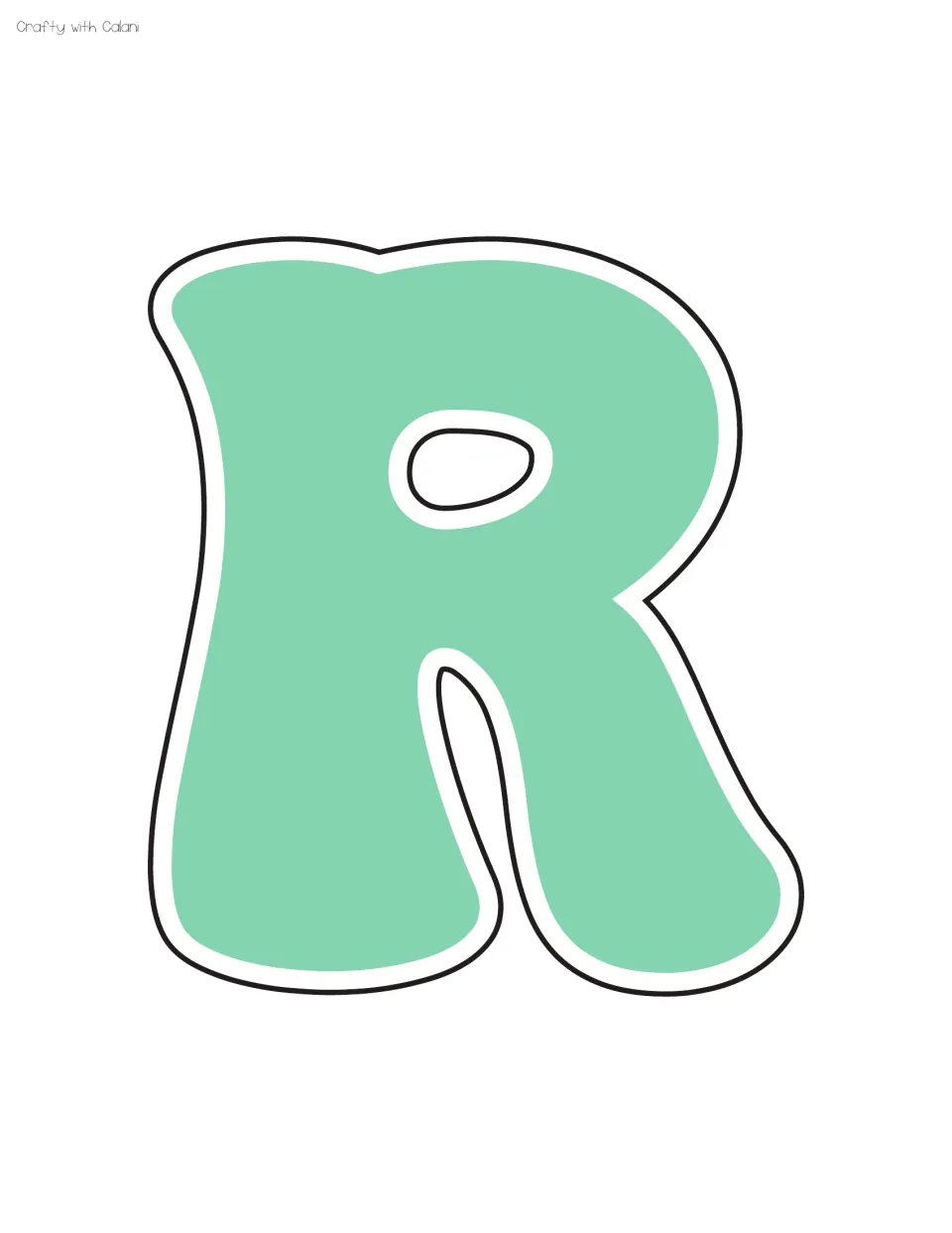 Green letter R for the staff shout out bulletin board display, the third of the supplied letter sheets.