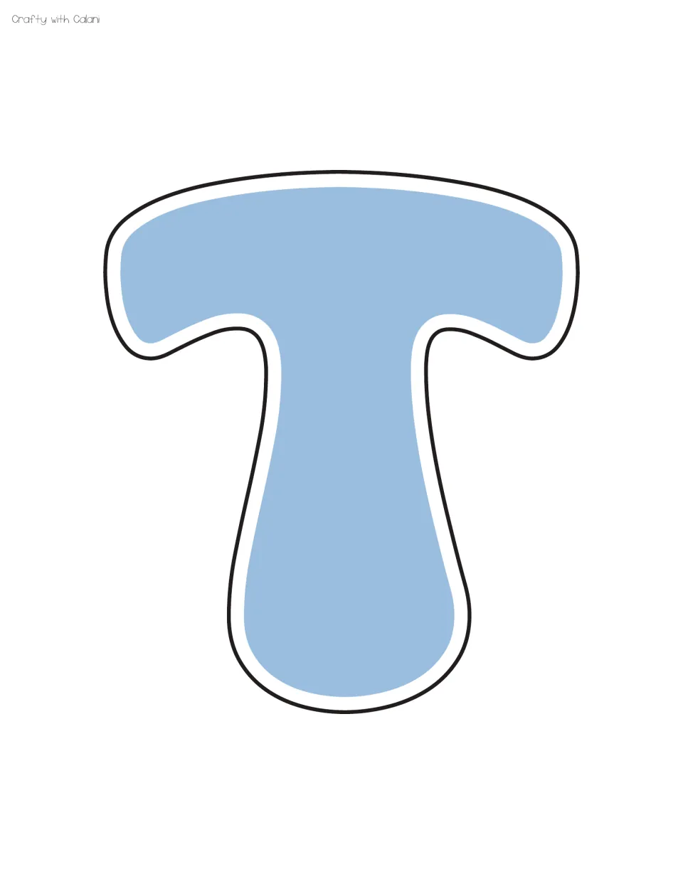 Blue letter T for the staff shout out bulletin board display, the fifth of the supplied letter sheets.