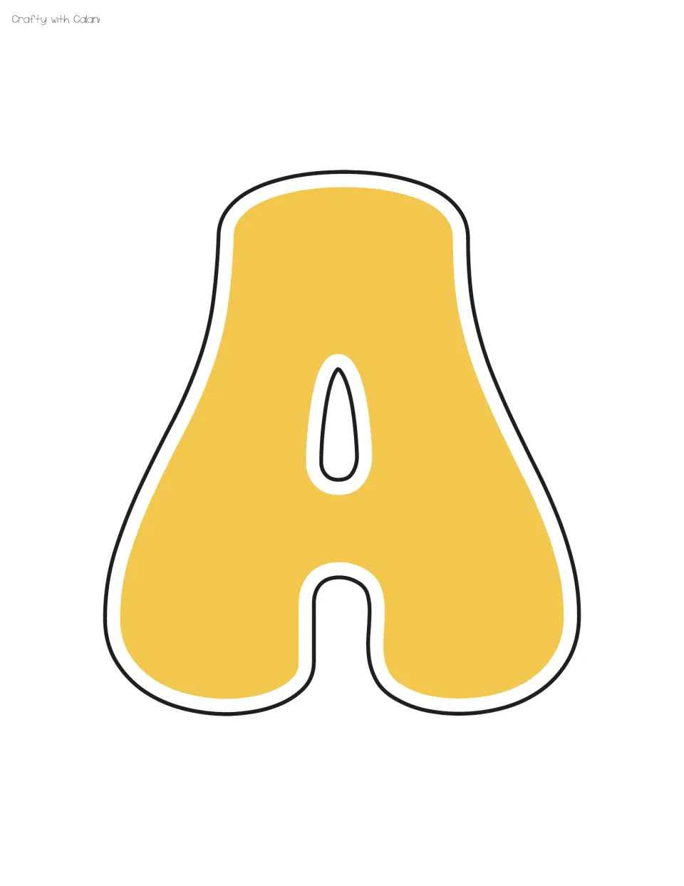 Yellow letter A for the staff shout out bulletin board display, the sixth of the supplied letter sheets.