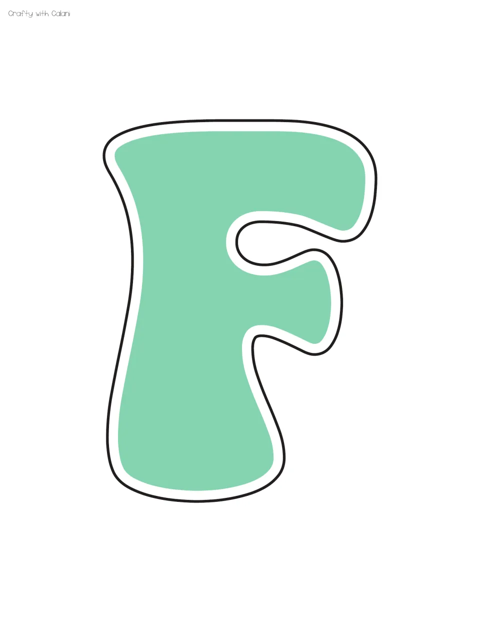 Green letter F for the staff shout out bulletin board display, the seventh of the supplied letter sheets.