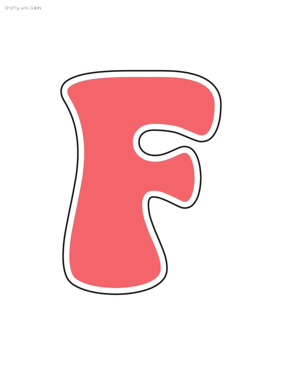 Red letter F for the staff shout out bulletin board display, the eighth of the supplied letter sheets.