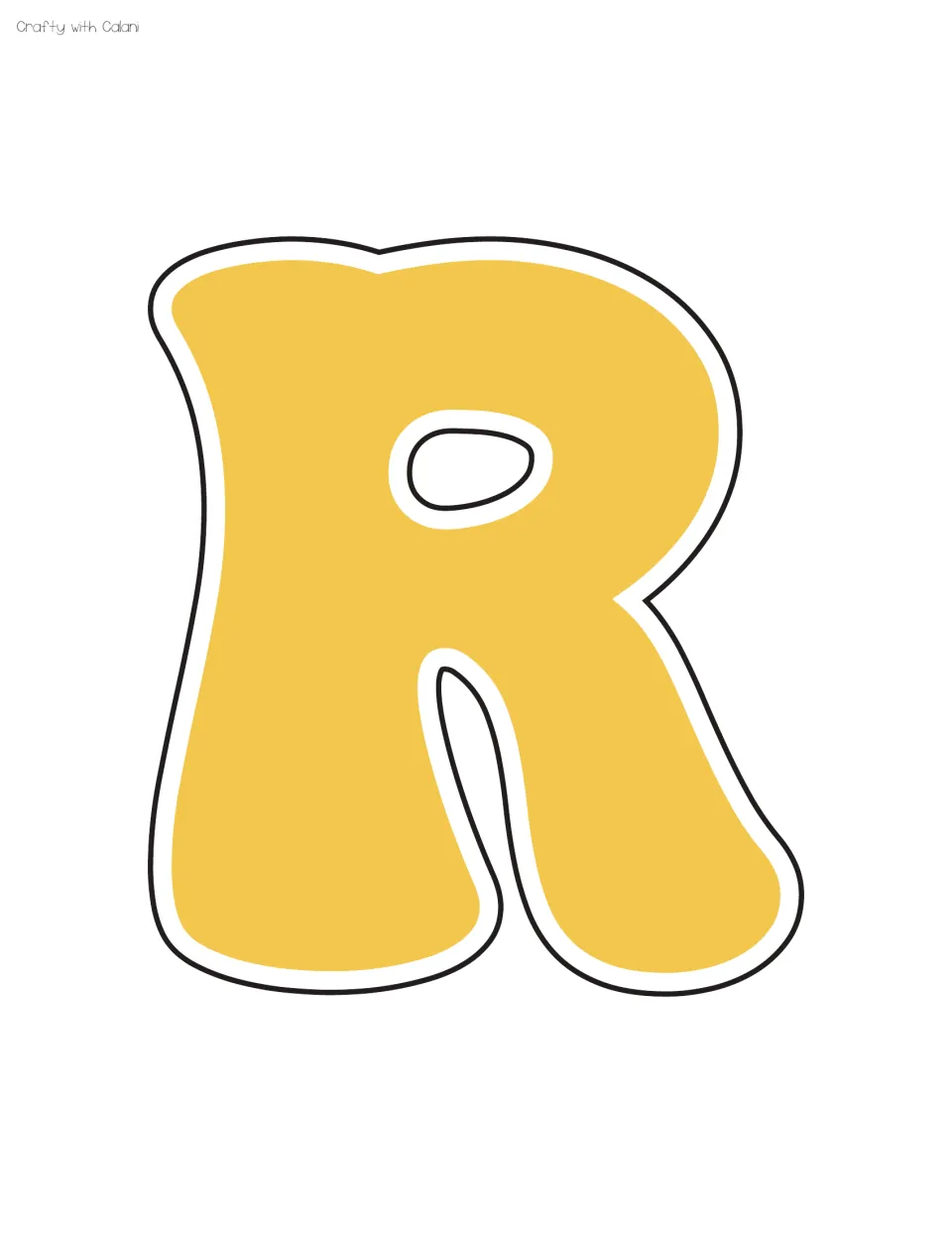 Yellow letter R for the staff shout out bulletin board display, the tenth of the supplied letter sheets.