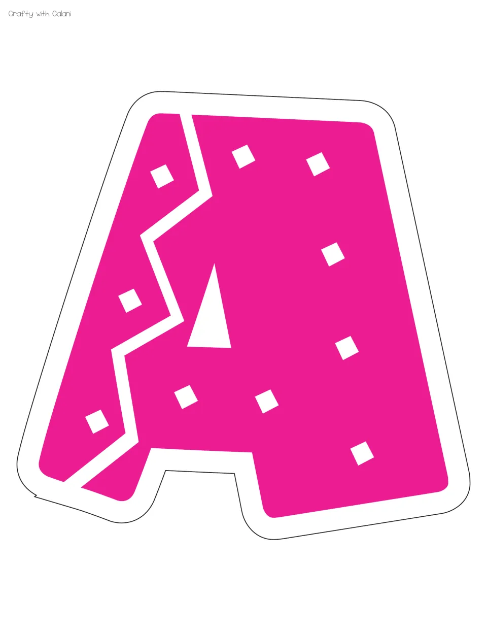 Pink uppercase A, the second letter in TACO, for the taco-themed staff appreciation bulletin board display