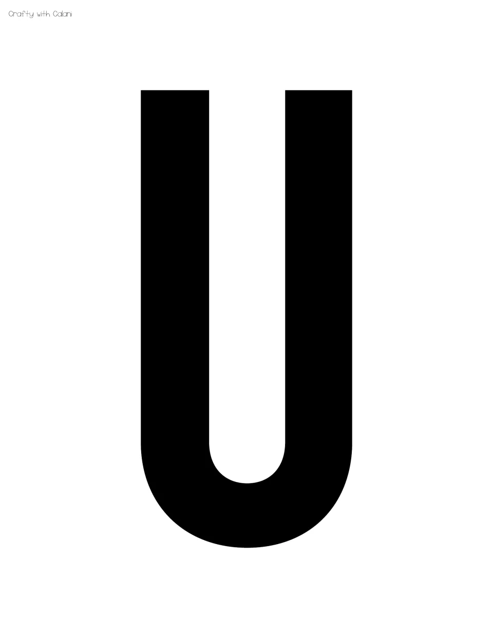 Black uppercase U on the sixth supplied letter sheet for the taco-themed staff appreciation bulletin board