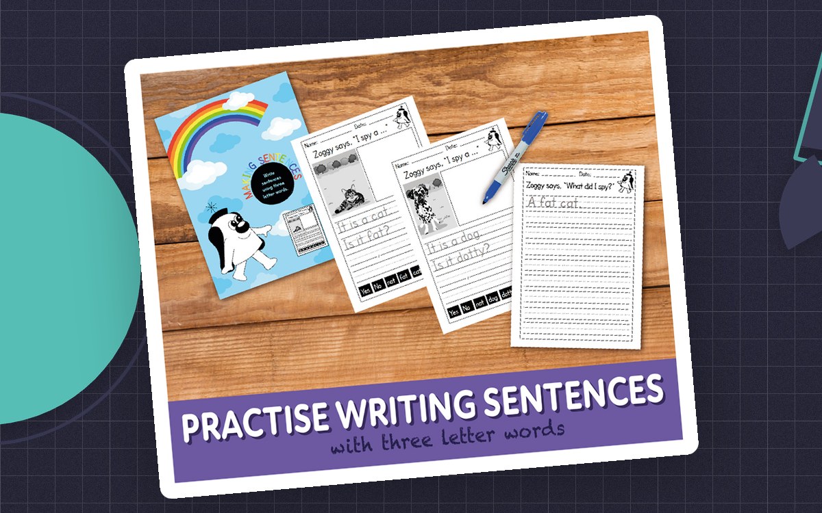 WORKSHEETS Practise Writing Sentences Using Three Letter Words (4-7 years) preview
