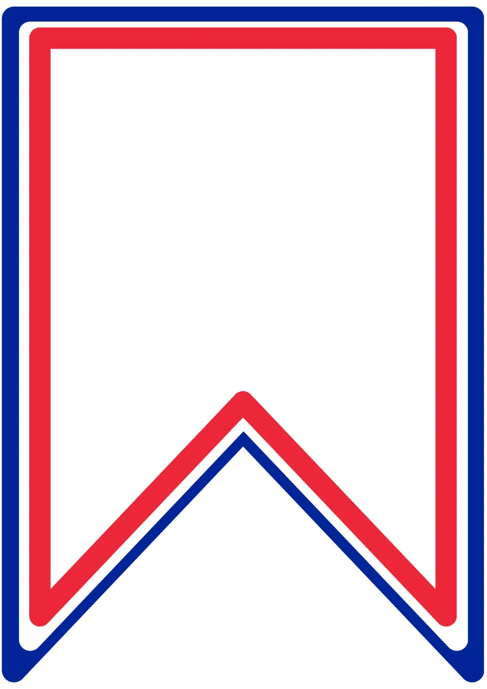 Blank pennant with red and blue edging and no letter, a spacer between words or a flag students can personalise