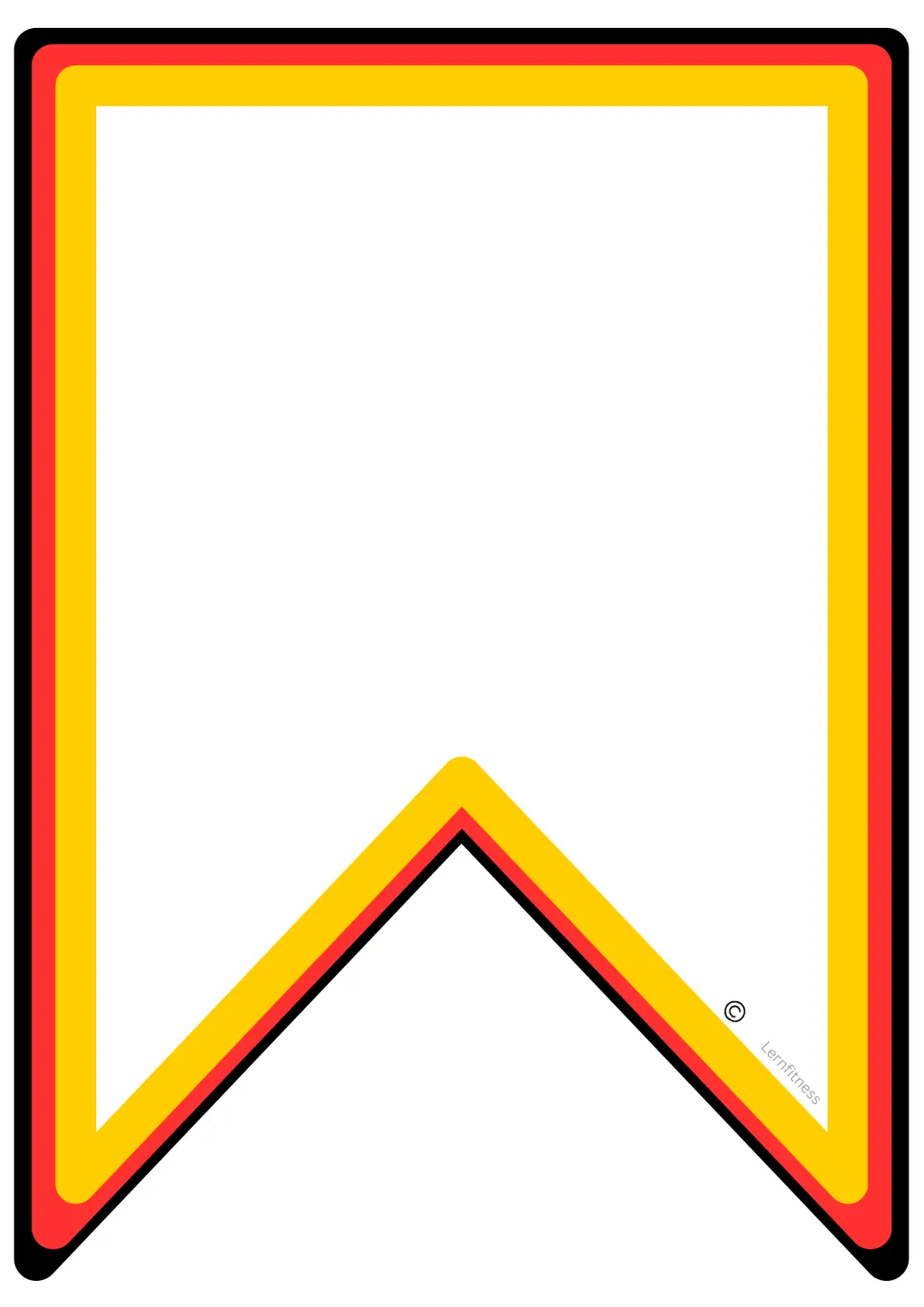 Blank German-colors pennant with nothing inside, ready for a student drawing, a custom letter or a space between words
