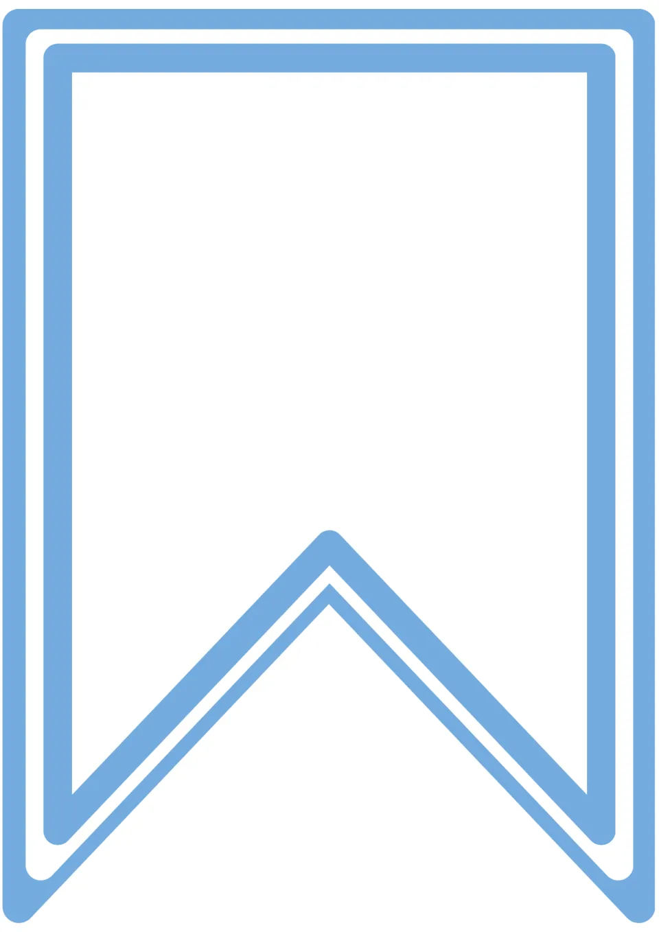 Blank sky-blue outlined pennant with no letter, left empty for students to add their own writing or drawing to the garland