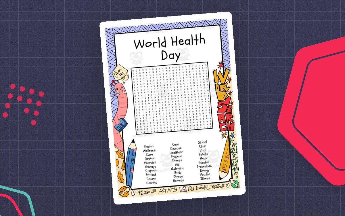 World Health Day word search puzzle worksheet activity teaching resource preview