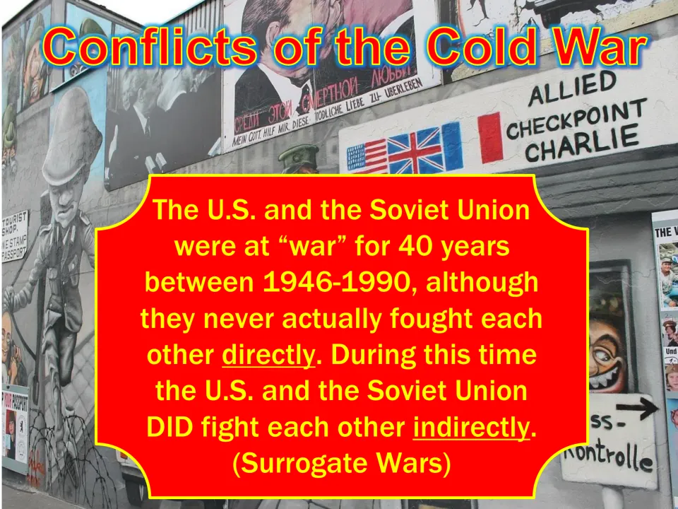 Conflicts of the Cold War intro: the U.S. and Soviet Union, 1946-1990, never fought directly but fought surrogate wars
