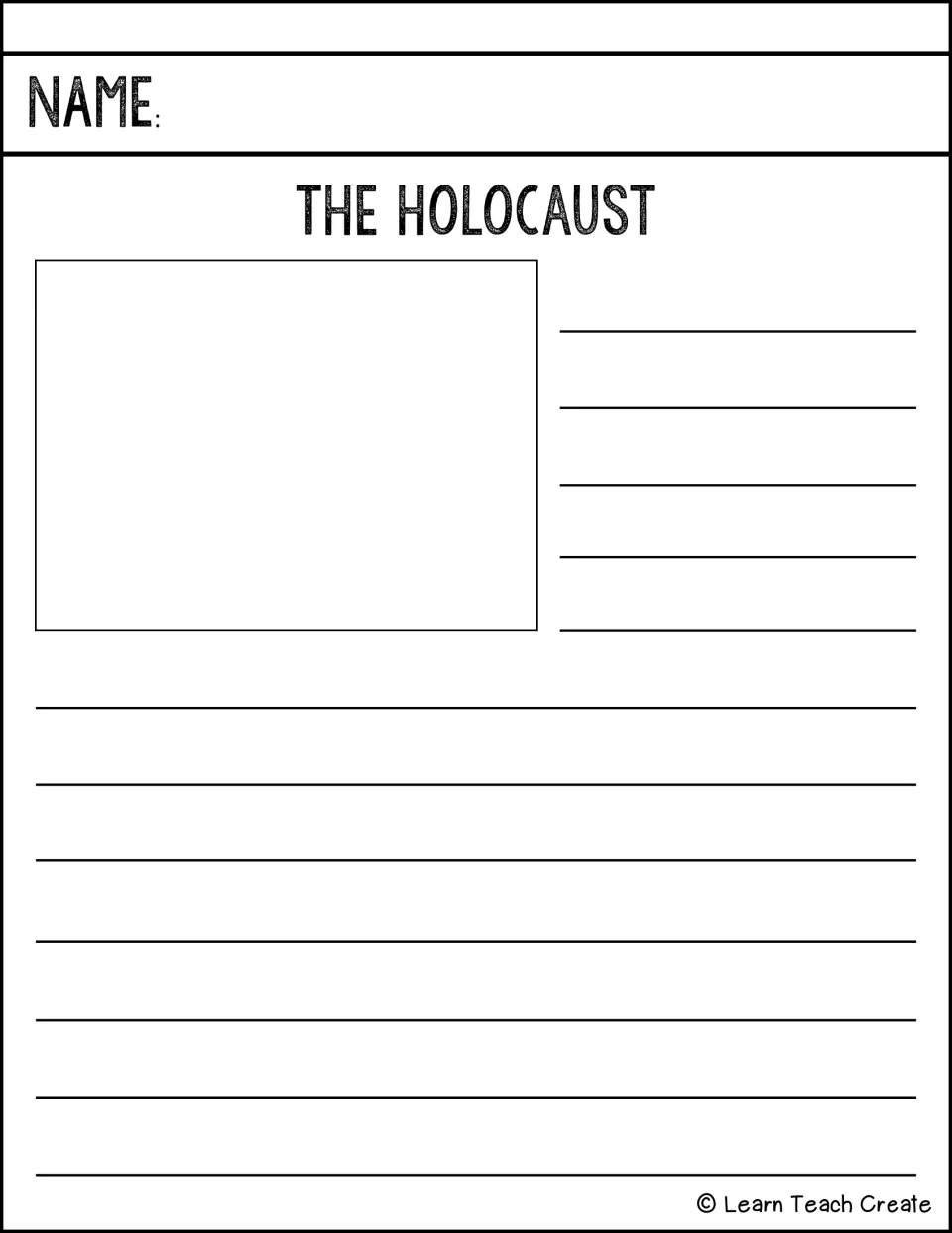 The Holocaust research-and-writing page for students to develop a written response about this historical topic