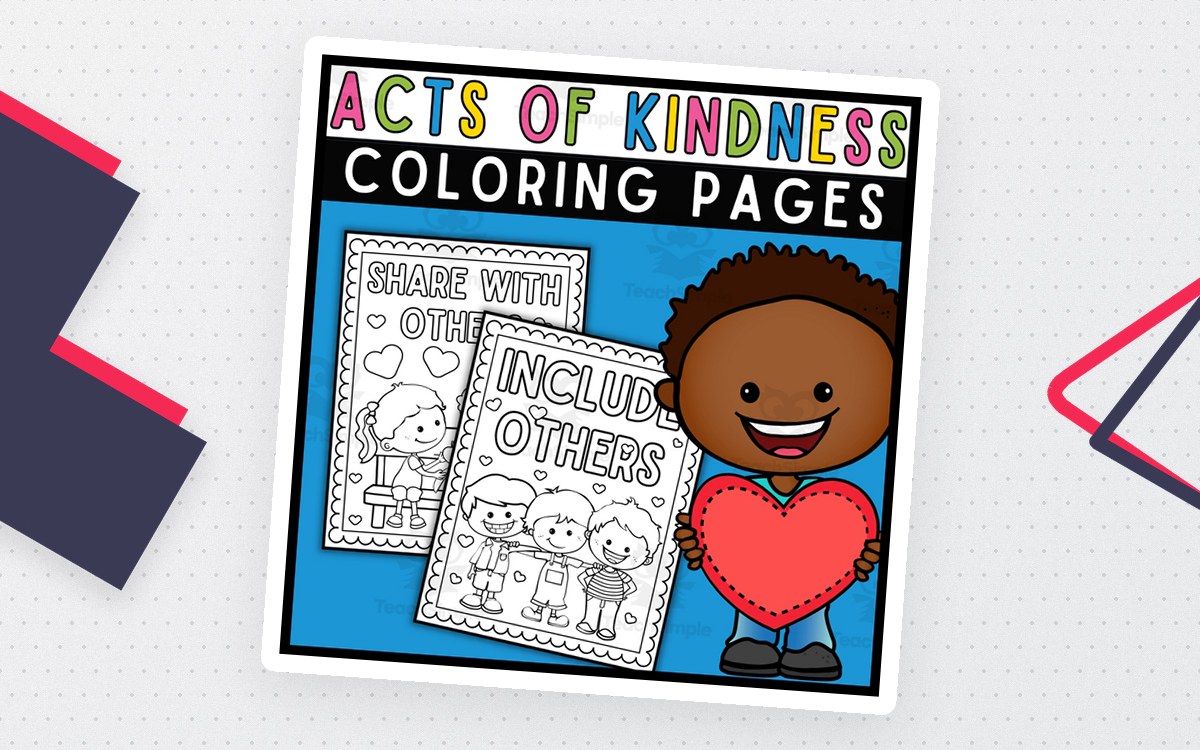 World Kindness Day – Random Acts Coloring Pages preview: Thirteen kindness-themed coloring pages